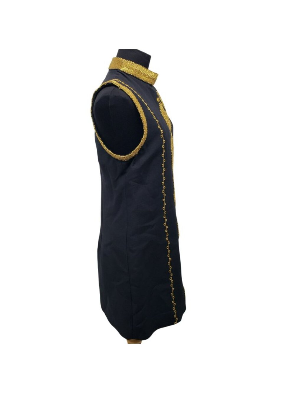 Nili Lotan Delphine Black Gold Embroidered Mini Shift Dress Greek God Odyssey - Picture 9 of 16